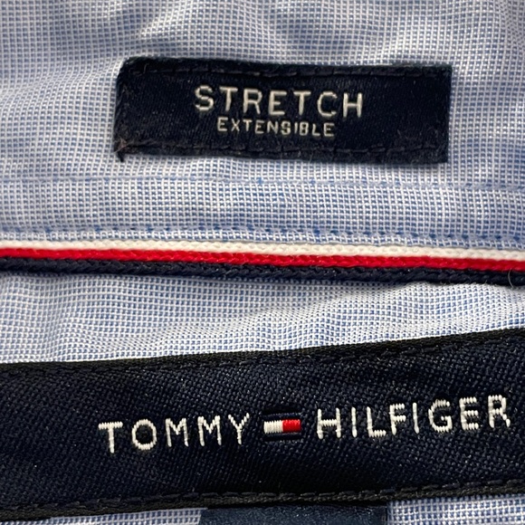 Tommy Hilfiger Men’s Small Button-Down Shirt Navy Yellow Cotton Stretch EUC ✨ - Picture 9 of 15